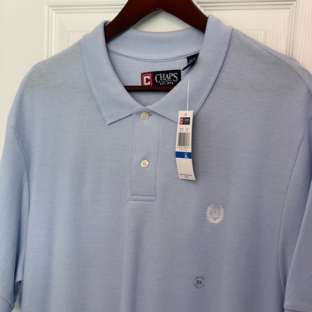 Men's Chaps Stretch Short Sleeve Polo Golf Shirt Florida Blue Size XL